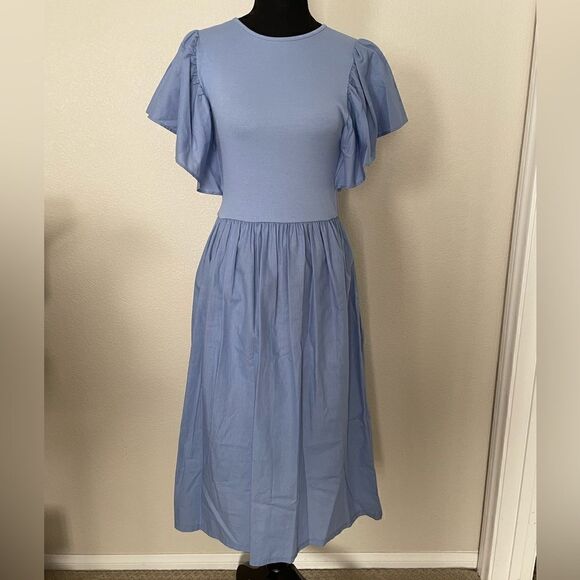 NWT Zara Ruffled Sleeve Dress - Picture 1 of 12